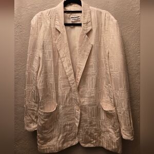 Bianca Vintage 100% Silk Blazer | Made in Canada | Textured Ivory